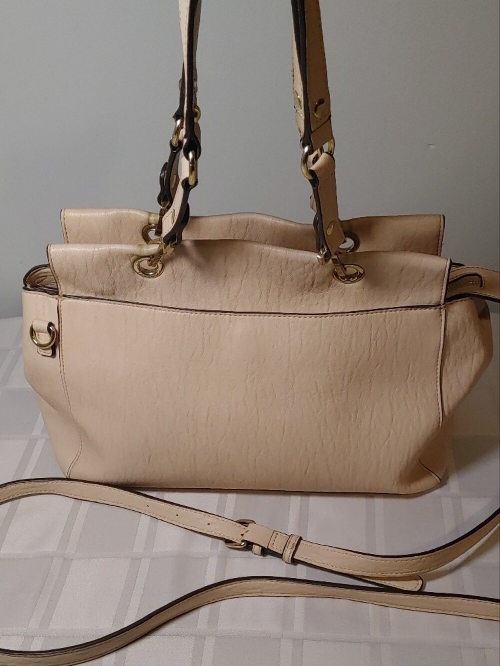 Calvin Klein Cream Tote with Gold Hardware